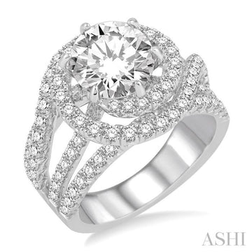 1 1/2 ctw Diamond Semi-mount Engagement Ring in 14K White Gold